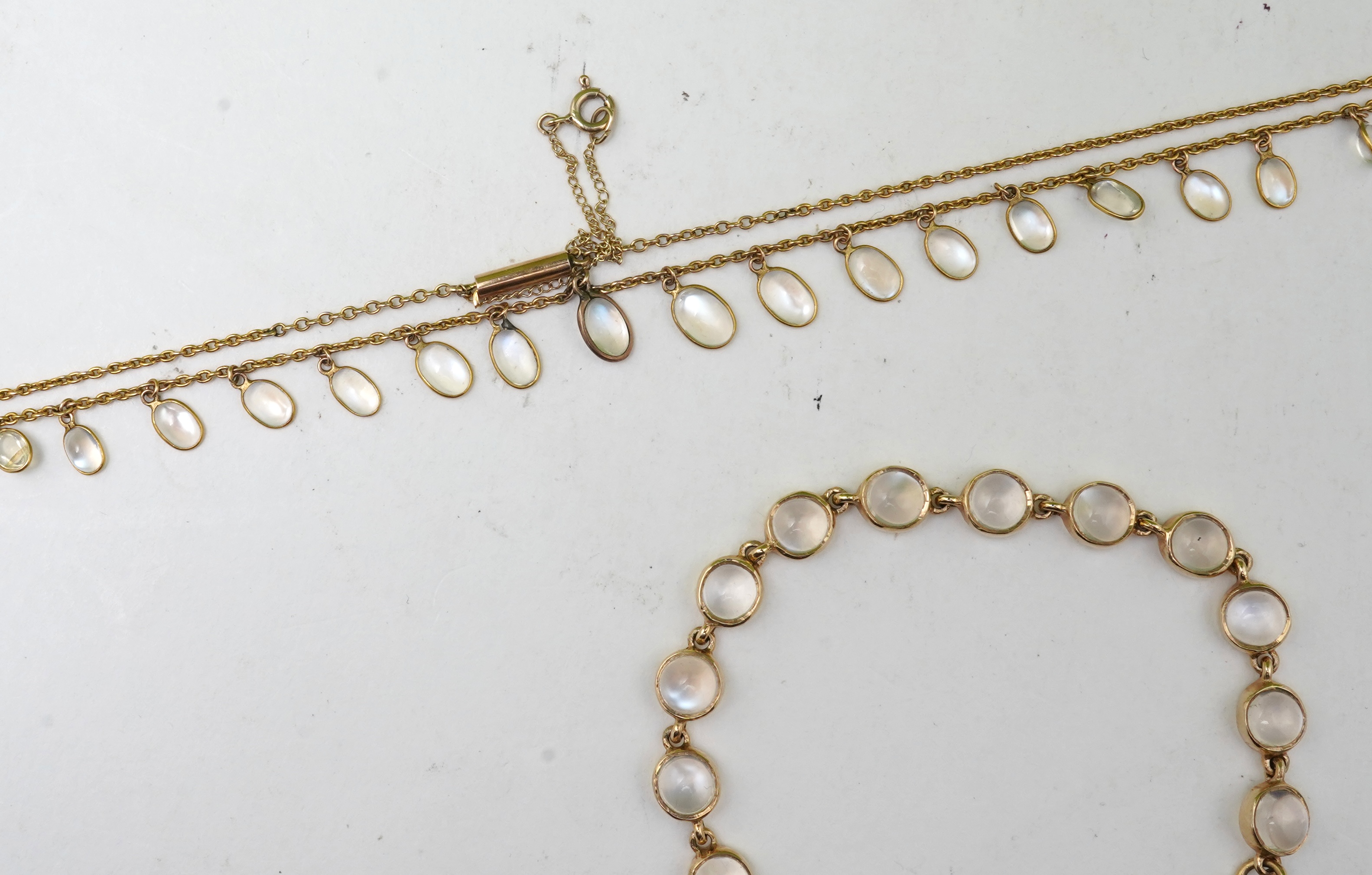 A moonstone necklace and bracelet, 19th century and later